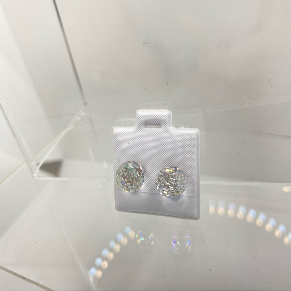 Crystal Ball Faceted Stud Pierced Earrings